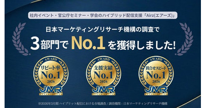 ハイブリッド配信支援の株式会社Airz（エアーズ）、日本マーケティングリサーチ機構の調査で3部門No.1を獲得