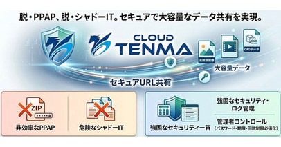 【2026年6月 基幹システム刷新】大容量データを安全に共有、法人向けクラウドストレージ「TENMA」がアップグレード