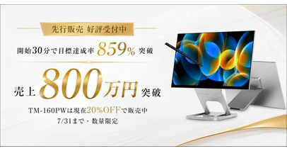 先行販売開始から約2週間で売上800万円を突破　─ EHOMEWEIの新モバイルモニター「TM-160PW」、先行販売は7月31日まで